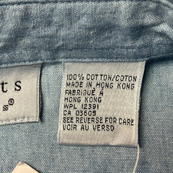 Vintage Floral Chambray Top NWT Womens 14 Button Up Camp Shirt Nature Cottage - Picture 10 of 13